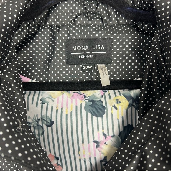 Mona Lisa by Fen-Nelli Classic Retro Vibe Black White Polka Dot Raincoat 20W - Picture 3 of 13